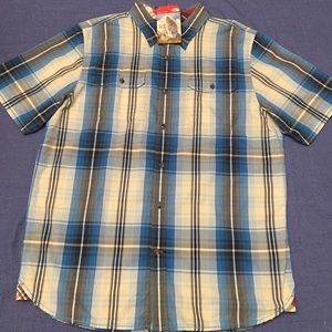 North Face Polo Blue Plaid Size L